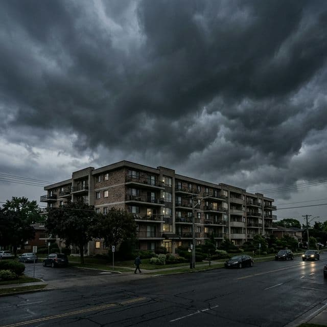 Property photo with cloudy sky (before)